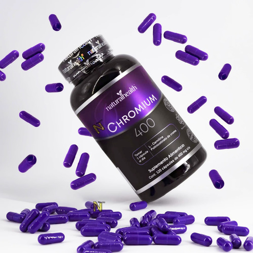 Cromo 400 com L-Carnitina 120 cápsulas Natural Health