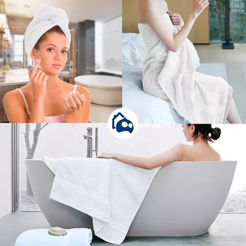 5 Toallas De Baño 140*70 Cm 100% Algodón Absorbente Color Blanco Toalla