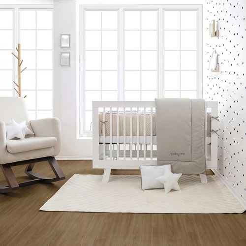 Set De Edredón Ultrasoft 4 Piezas Gris Cama Cuna Corral