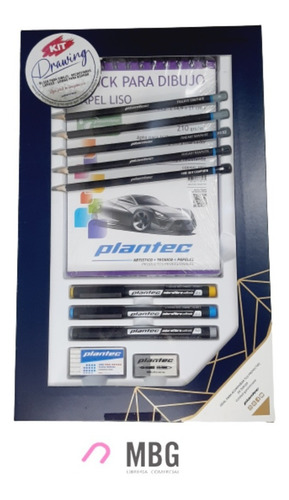 Imagen 2 de 5 de Kit Plantec Drawing Block+ 5 Lápices+3 Estilógrafos+ 2 Gomas