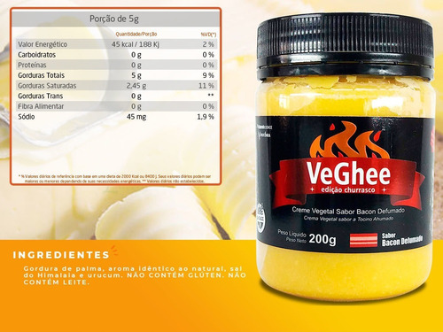 Imagem 5 de 11 de Manteiga Vegetal Veghee Sabor Bacon Defumado Sem Glúten 200g