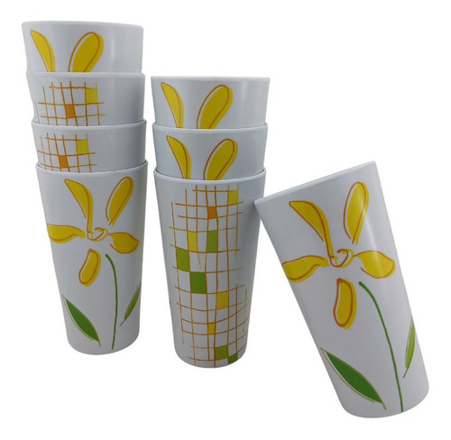 Vaso Tipo Plástico Melamina Lilly 400 Ml, 8 Piezas Color Blanco