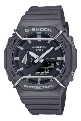 Correa de reloj Casio G-shock Carbon Core Con Protectores GA-2100PTS-8adr Color gris oscuro Bisel gris oscuro Fondo Negro