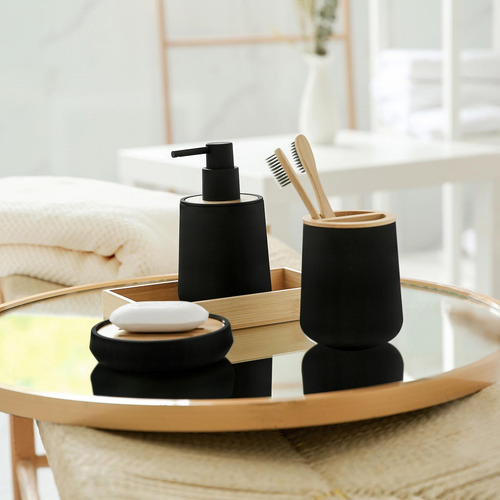 Juego De Accesorios De Baño De 4 Piezas, Juego De Negro