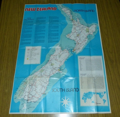 Antiguo Mapa Nueva Zelanda Zelandia New Zealand Map Guide