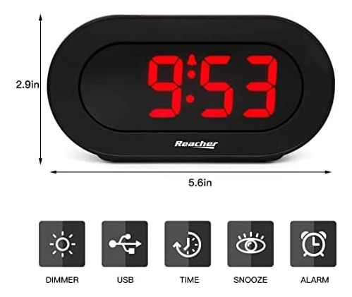 Reacher Reloj Despertador Led Pequeño Con Operación Simple,