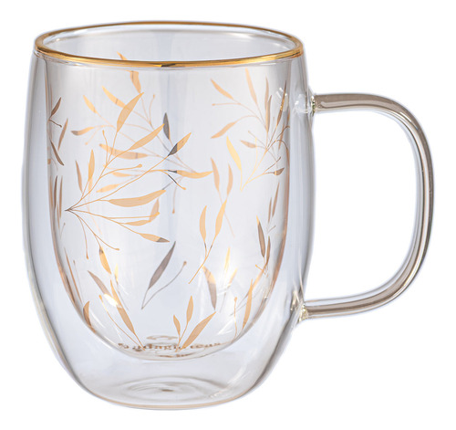 Taza Doble Vidrio Delicate Leaves 300 Ml
