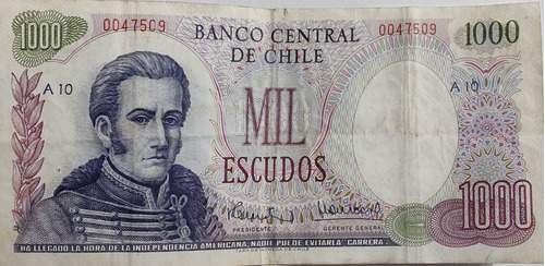 Billete Chile 1000 Escudos 1974 Matus Trucco (bb69