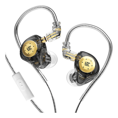 Audífonos in-ear KZ EDX Pro Gamer Con Micrófono color negro con luz cristal