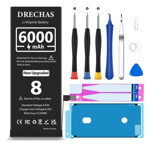 Drechas [6000 Mah] Bateria Para iPhone 8, 2023 Nueva Bateria