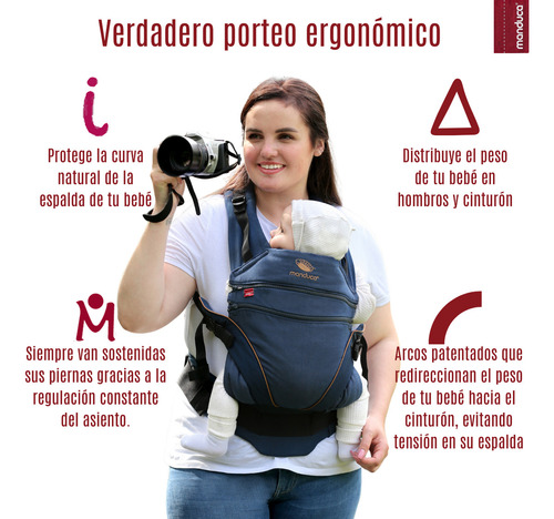 Manduca Xt Cangurera Ergonómica Para Bebé Denim Line Color Azul 3.5 a 20 Kg Algodón Orgánico Y Tintes Naturales