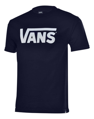 Vans Classic - Camiseta De Manga Corta, L, Azul Marino/blan.