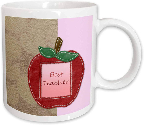 3drose Best Teacher - Taza De Cerámica, Diseño De Manzana, 1