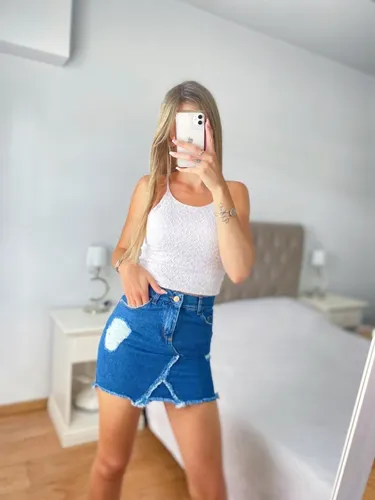 Pollera mini de jeans hotsell