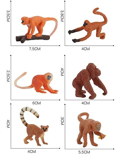 Imagen 4 de 7 de Juguete Figuras De Animales De La Selva X6 Monos