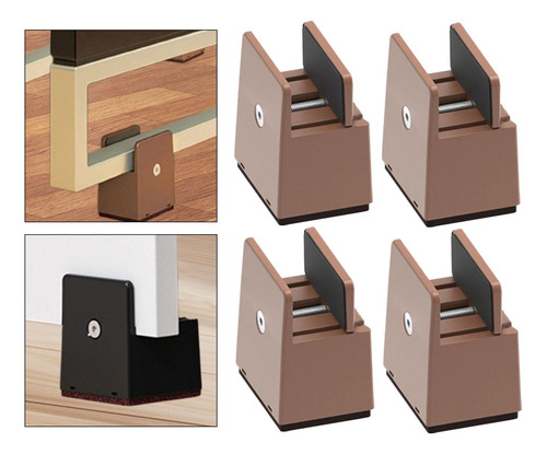 4 Piezas De Elevadores De Cama Altura 5 Cm Marrón