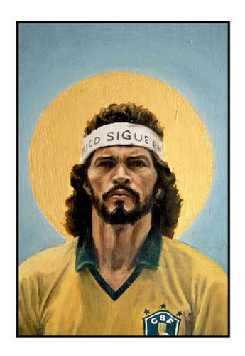 Quadro Decorativo Socrates Brasil Futebol Arte 42x29cm