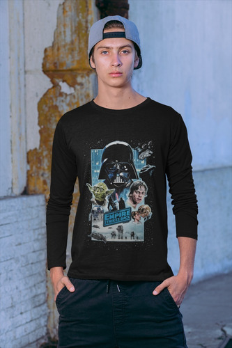 Polera Larga Star Wars Vintage Poster Yoda Vader Estampado