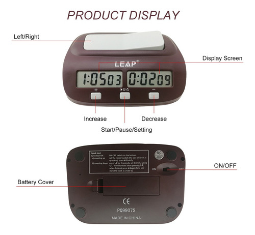 Reloj De Ajedrez Digital Profesional Cuenta Atrás Con Tempor