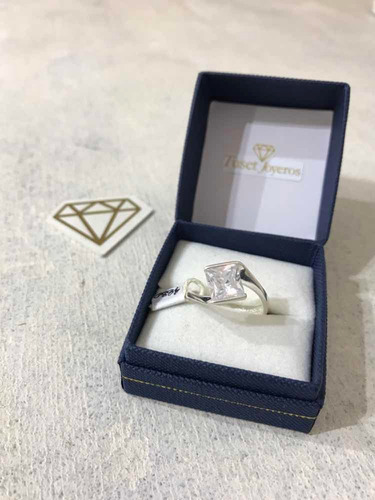 Anillo En Plata 925 Con Circonia Cuadrada. Varios Talles. Tj