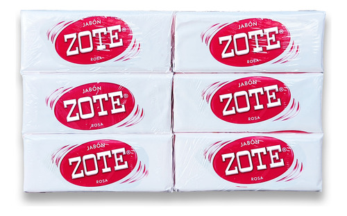 Pack Jabon Zote Rosa 400 Grs Con 6 Piezas