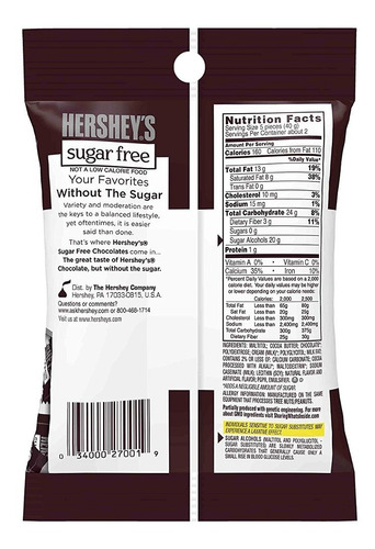 Barras De Chocolate De Hershey, Sin AzĂșcar / Caramelo Sin Gl