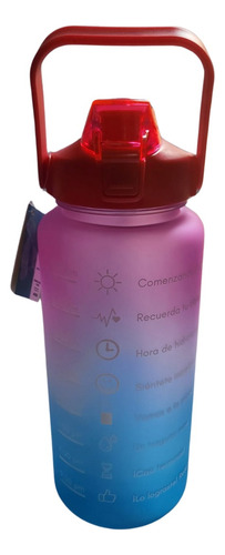 Botella De Agua Vaso Motivacional 2l Cilindro Policarbonato Azul/rosa