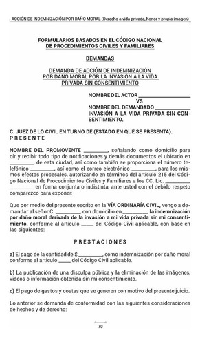 Acción De Indemnización Por Daño Moral (derecho A La Vida Privada, Al Honor Y A La Propia Imagen)
