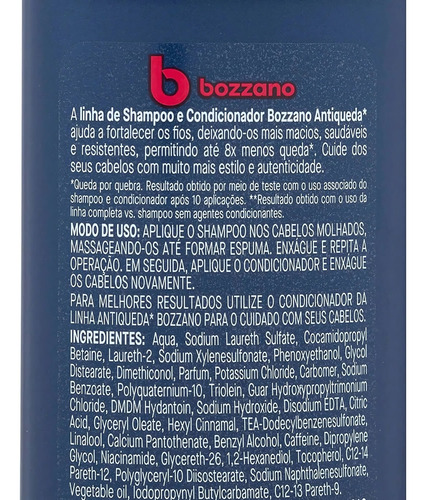 Shampoo Antiqueda Para Cabelo 3x1 Bozzano 325ml - 2 Unidades