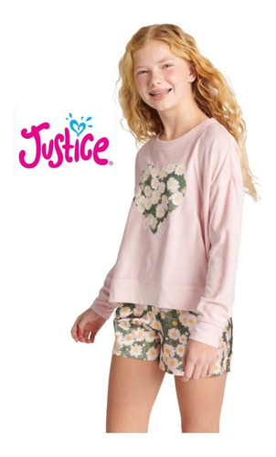 Pijama Justice De Niña Y Adolescente Con Estampado De Flores