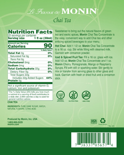Sirup Monin Te Chai 750 Ml Syrup Sirop