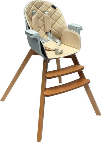 Imagen 5 de 10 de Silla De Comer Premium Baby Para Bebe Madera Doble Bandeja