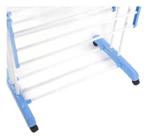 Varal Chão Pra Roupa Inox 3 Três Andares Retrátil Cor Azul