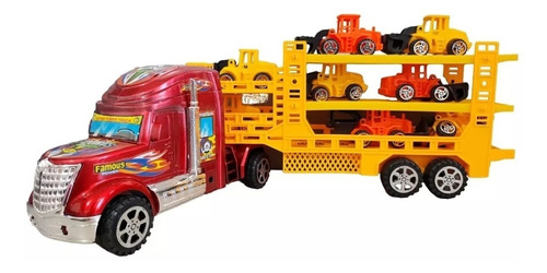 Camion Juguete Mula Transportadora + 8 Carros Construcccion