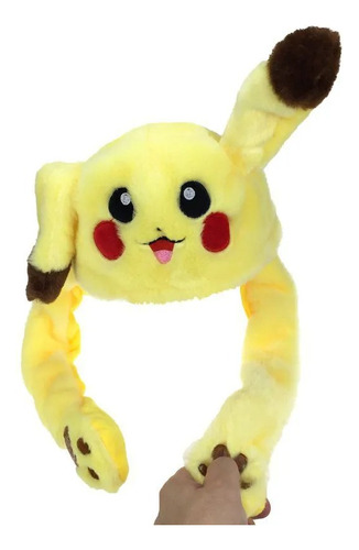 Touca Gorro Pokémon Pikachu Pelúcia Com Led Levanta Orelhas 