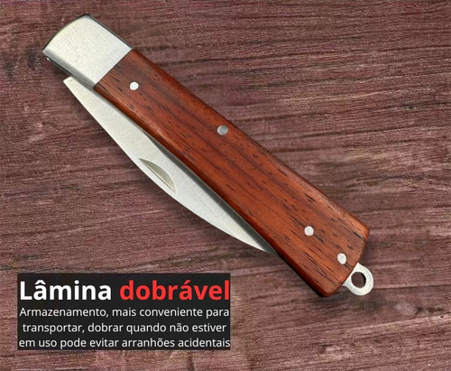 Canivete Madeira Reto Premium Inox