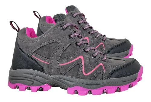 Zapatillas Caña Mujer Outdoor Gris Y Rosa -