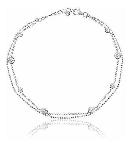 Anklet Doble Capa Cz Plata 10 