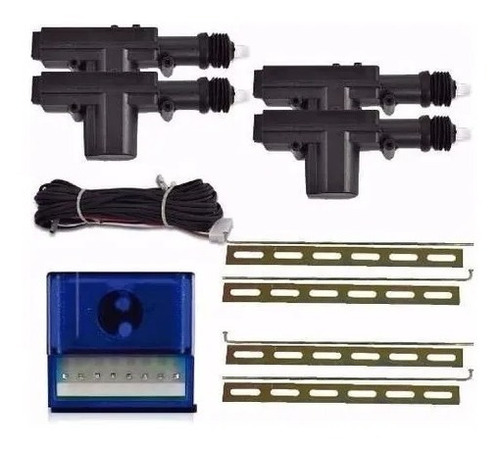 Imagem 1 de 6 de Kit Conjunto Trava Elétrica 4 Portas Universal Dupla Serventia Espaguetada Completa Opcional Trava Pelo Controle E Chave