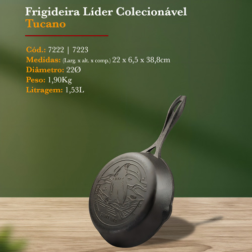 Sartén Lider Collectible Tucano de hierro fundido, 22 cm