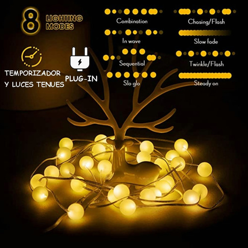 Imagen 1 de 7 de Lámpara Decorativa Con Hilo De Luces Esféricas De 6 M 40led