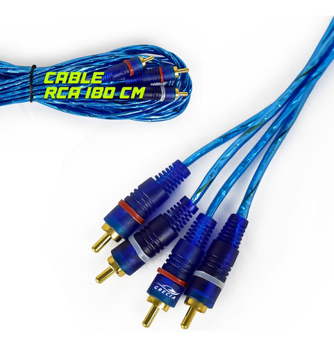 Cable Rca 2 Pulgadas Macho Oro Azul 180 Cm