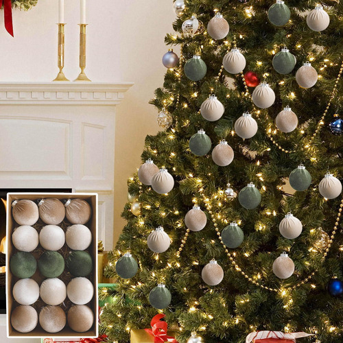 Bolas De Árbol De Navidad Flocadas Adornos De Bolas Flocadas