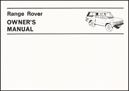 Libro: Range Rover 1970-1980 Owners Manual: Publication Part