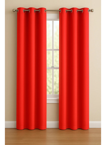 2 Cortinas Blackout Con Aislamiento Térmico Color Rojo