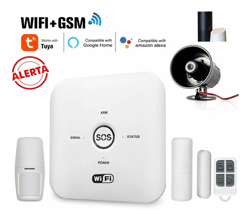 Kit De Alarma Wifi Gsm Tuya Smart Con Cámara C17a 5mpx