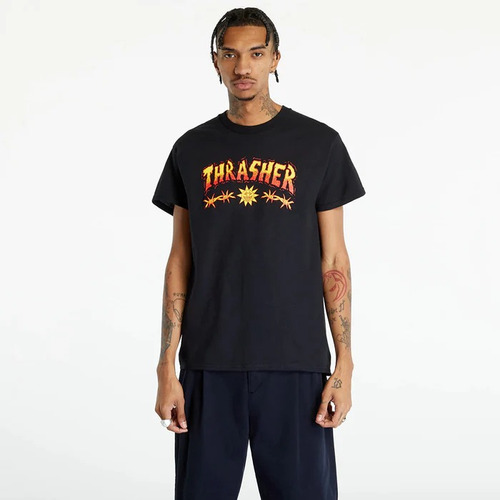 Remera Thrasher Sketch Manga Corta Skate Algodón  W24 Hombre