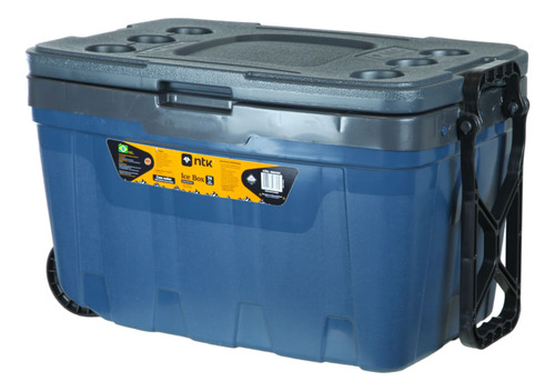 Caixa Termica Ice Box Cooler 54l C/rodas (cinza/azul) - Ntk