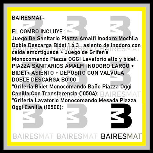 Juego Baño Parcial Piazza Amalfi Griferia Oggi Sanitarios