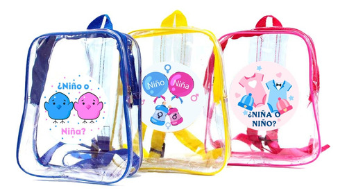 Mochila Transparente Recuerdos Para Revelación De Género 5pz